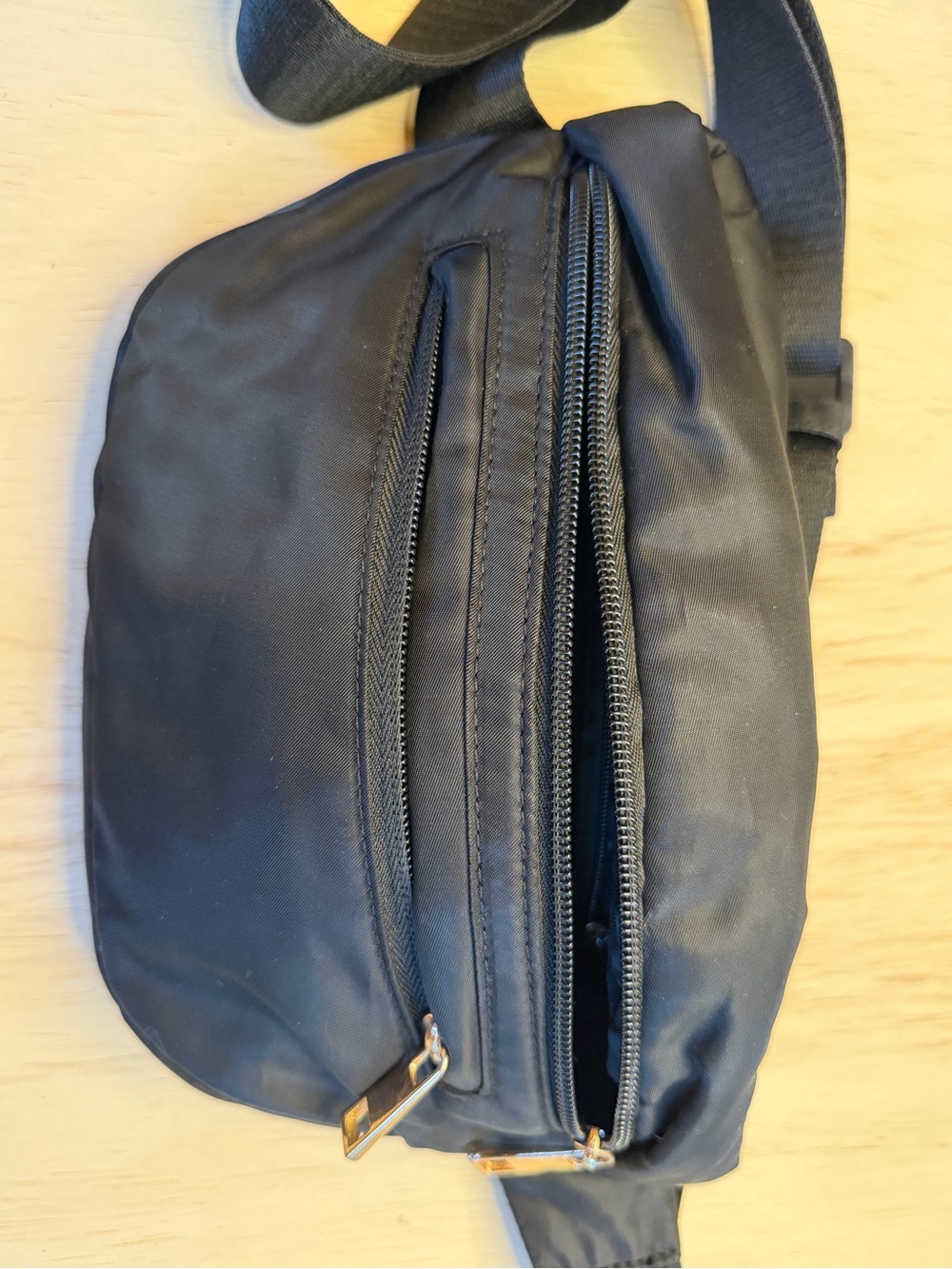 Black womens  Crossbody Sling Bag - Minimal Nylon Design